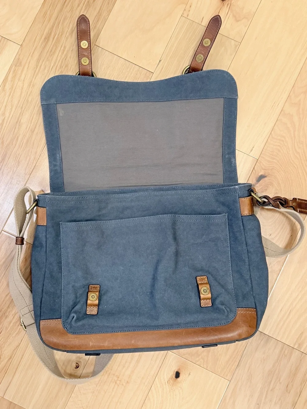 Frye x Crate & Barrel Coated Canvas Messenger Laptop Bag